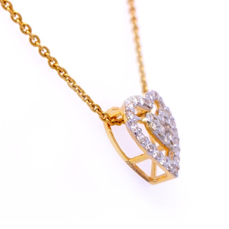 Heart in heart shape gold diamond pendant - Image 2