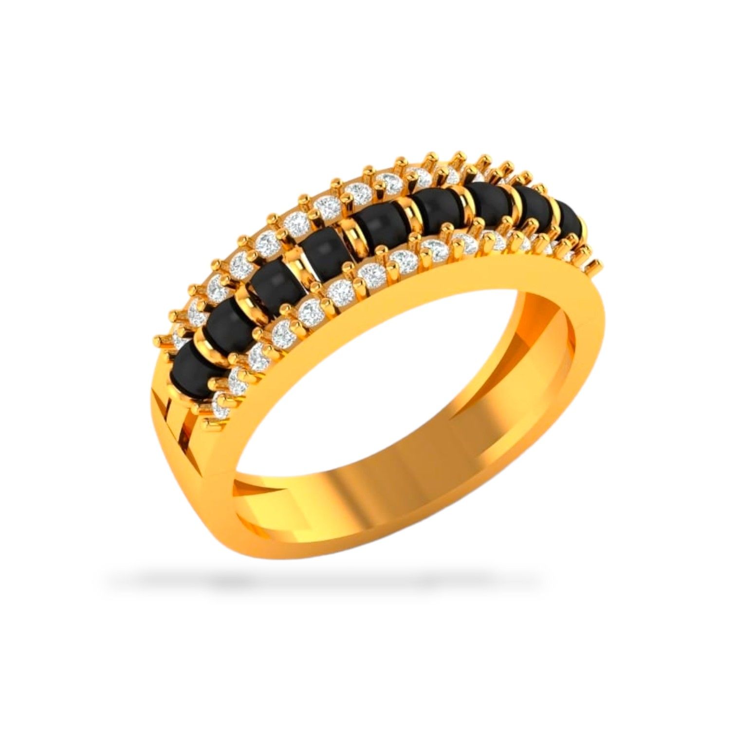 Milan Black Beads Diamond Combination Ms Ring - Image 2
