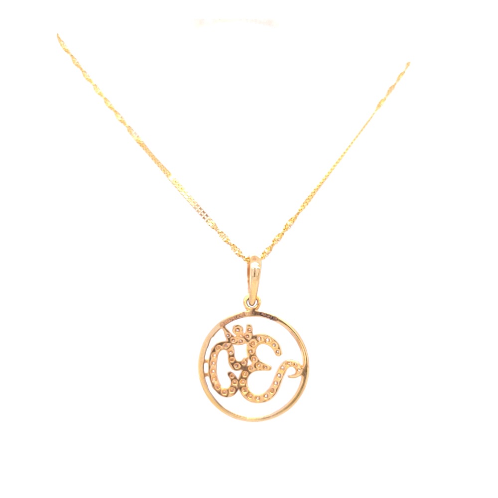 Life circle om diamond pendant in yellow gold - Image 4