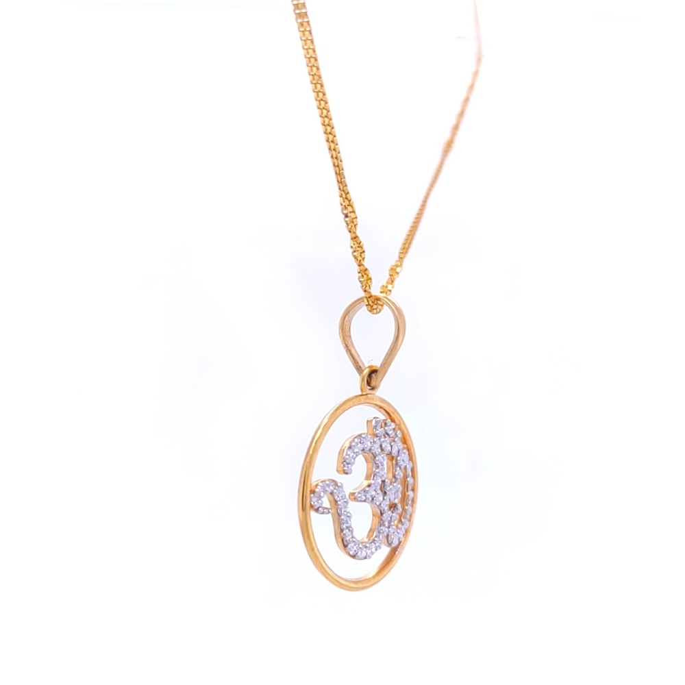 Life circle om diamond pendant in yellow gold - Image 3