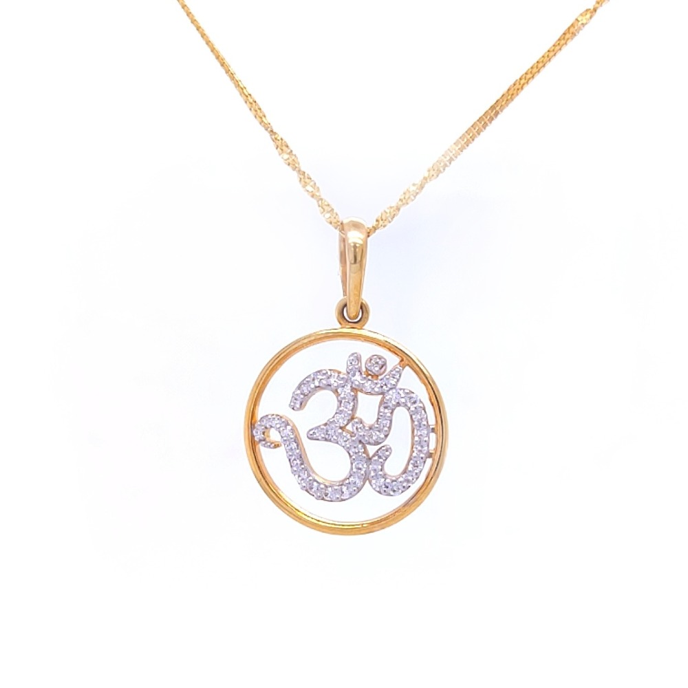 Life circle om diamond pendant in yellow gold - Image 2