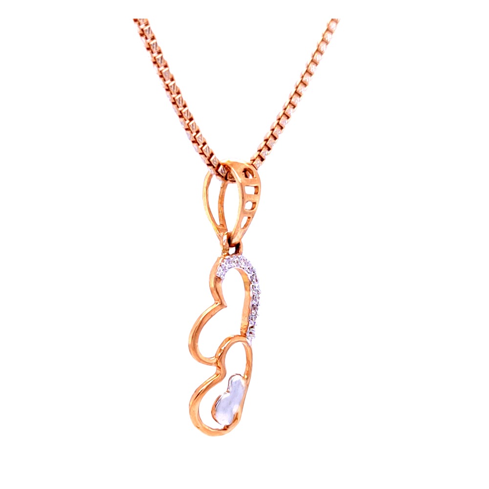 Amour heart diamond in rose gold delicate pendant - Image 3