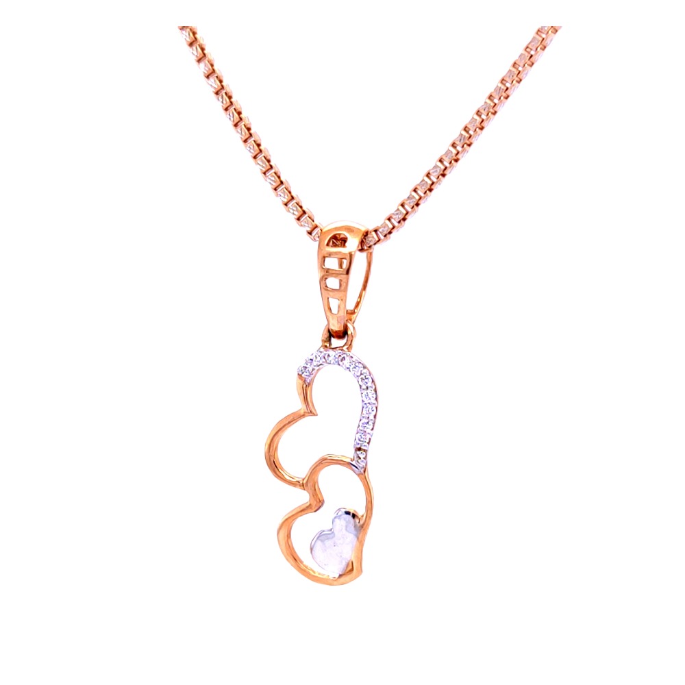 Amour heart diamond in rose gold delicate pendant - Image 2
