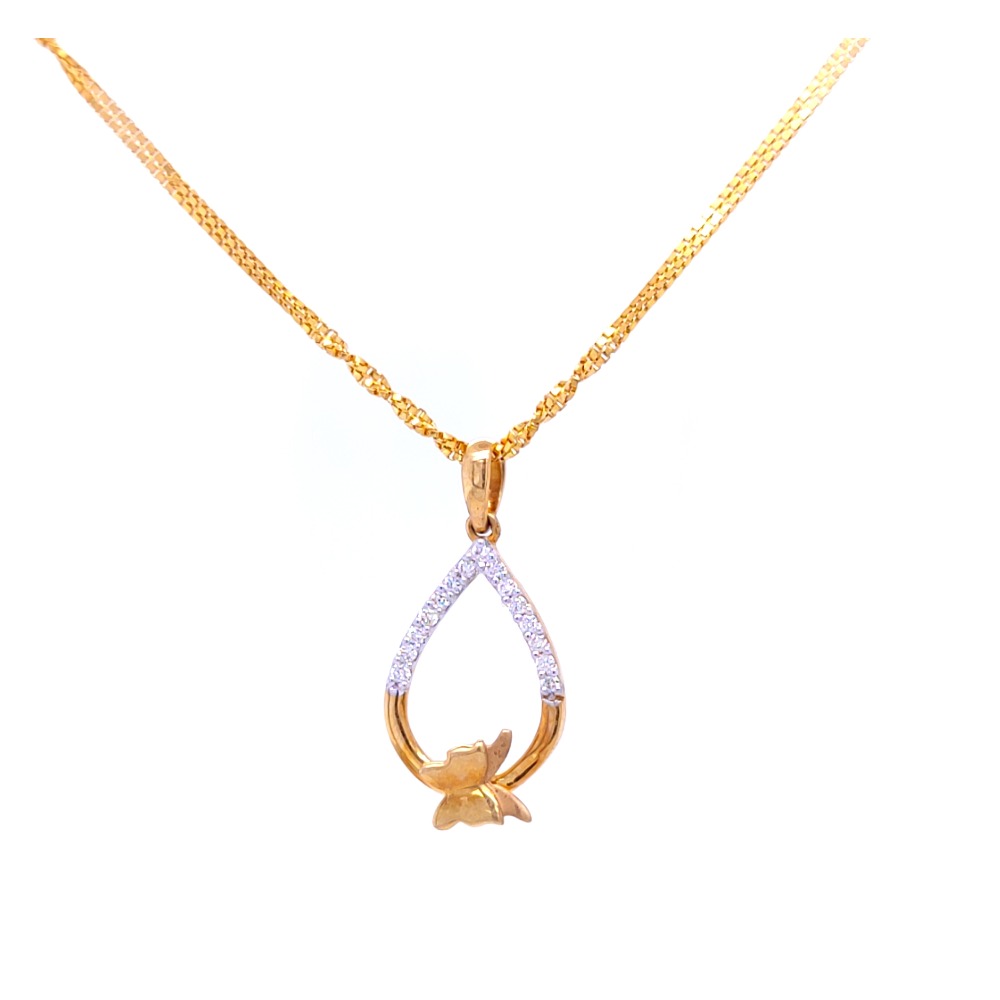 Charismatic butterfly diamond gold pendant - Image 2