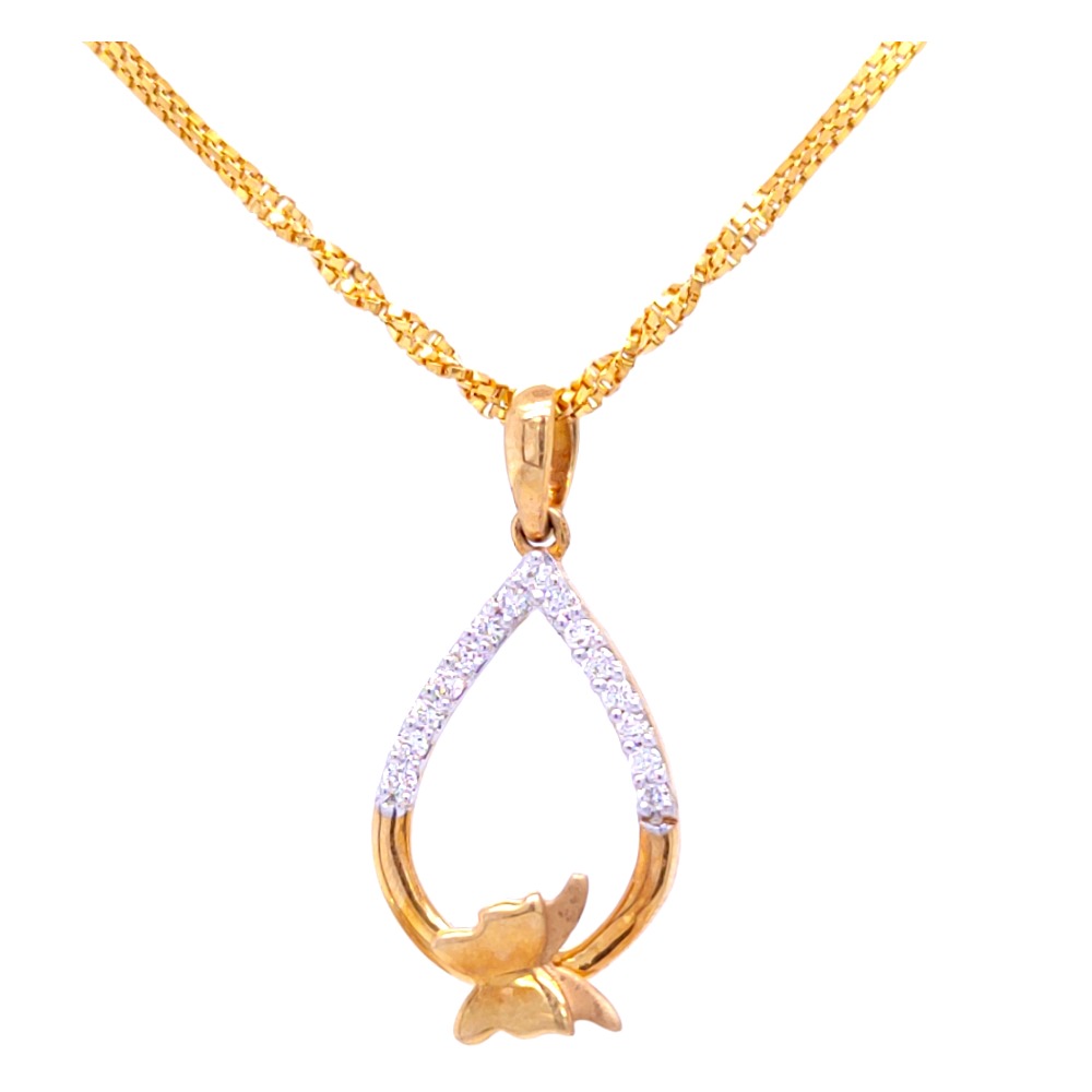 Charismatic butterfly diamond gold pendant