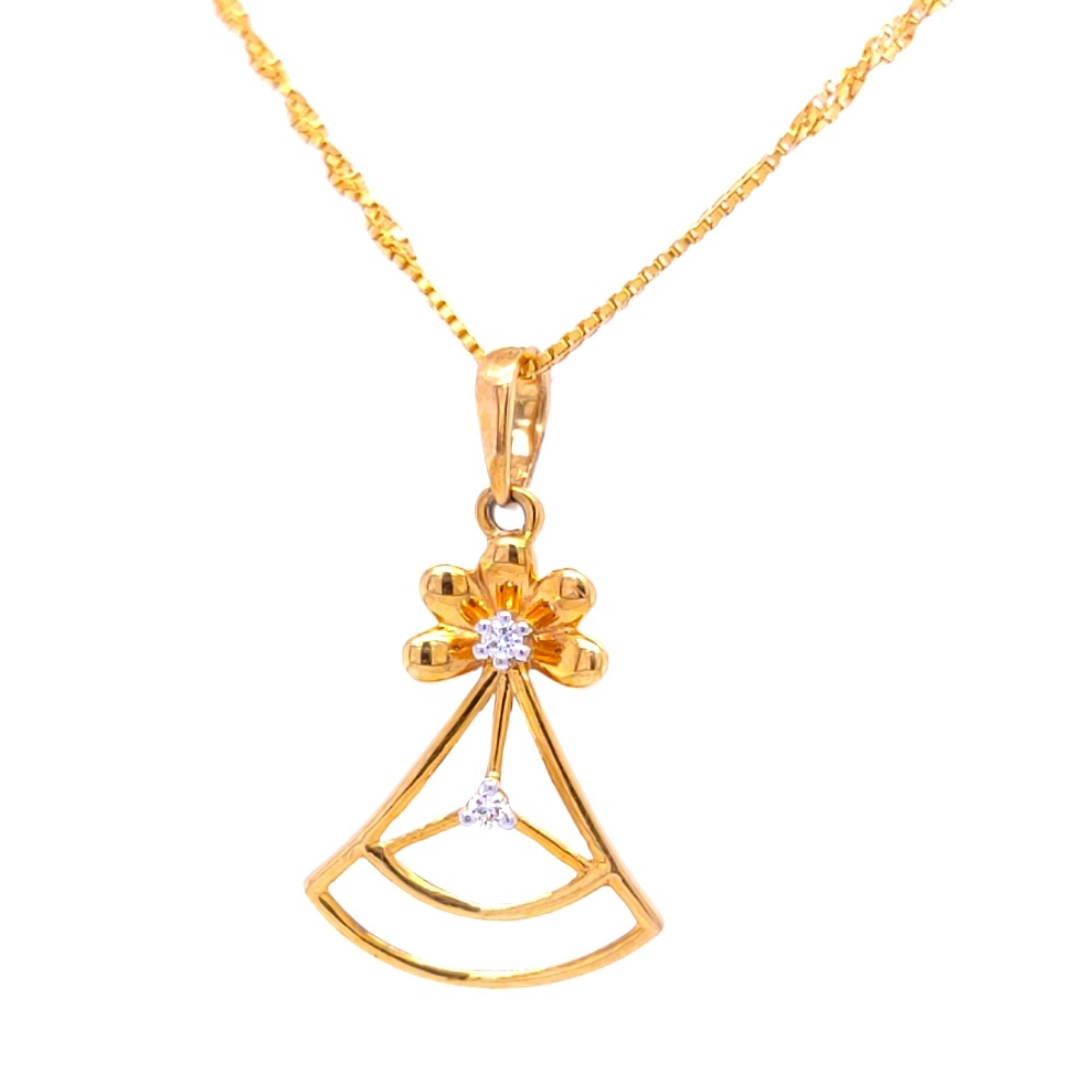 Flower cone shape diamond pendant - Image 2