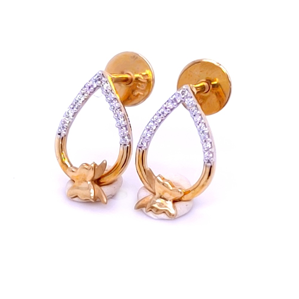 Charismatic butterfly diamond gold earring - Image 2