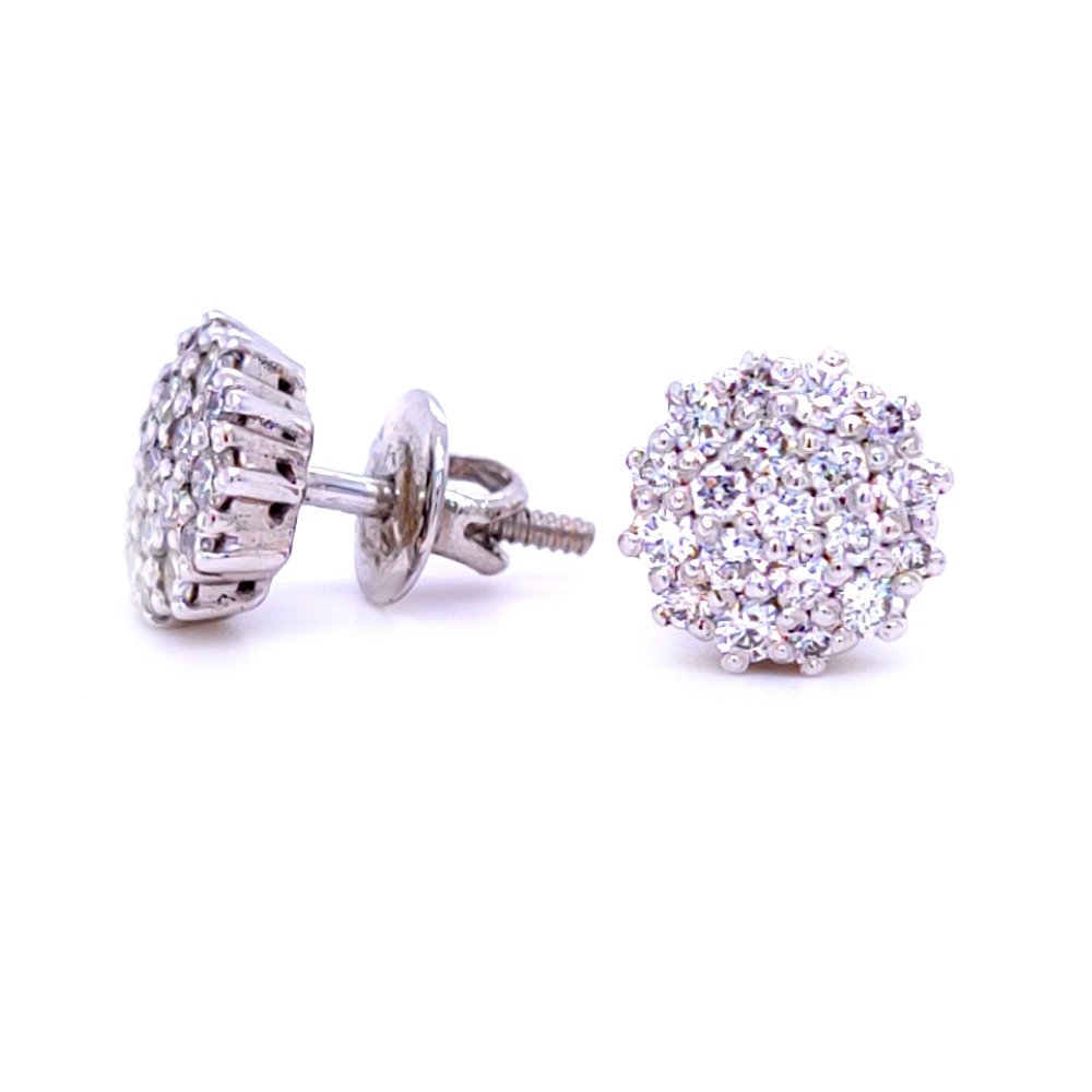 Blomming bright diamond cluster studs in white gold