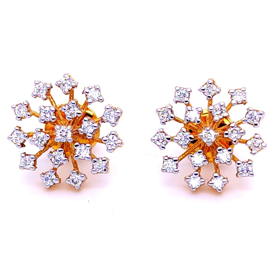 Star world round diamond earring