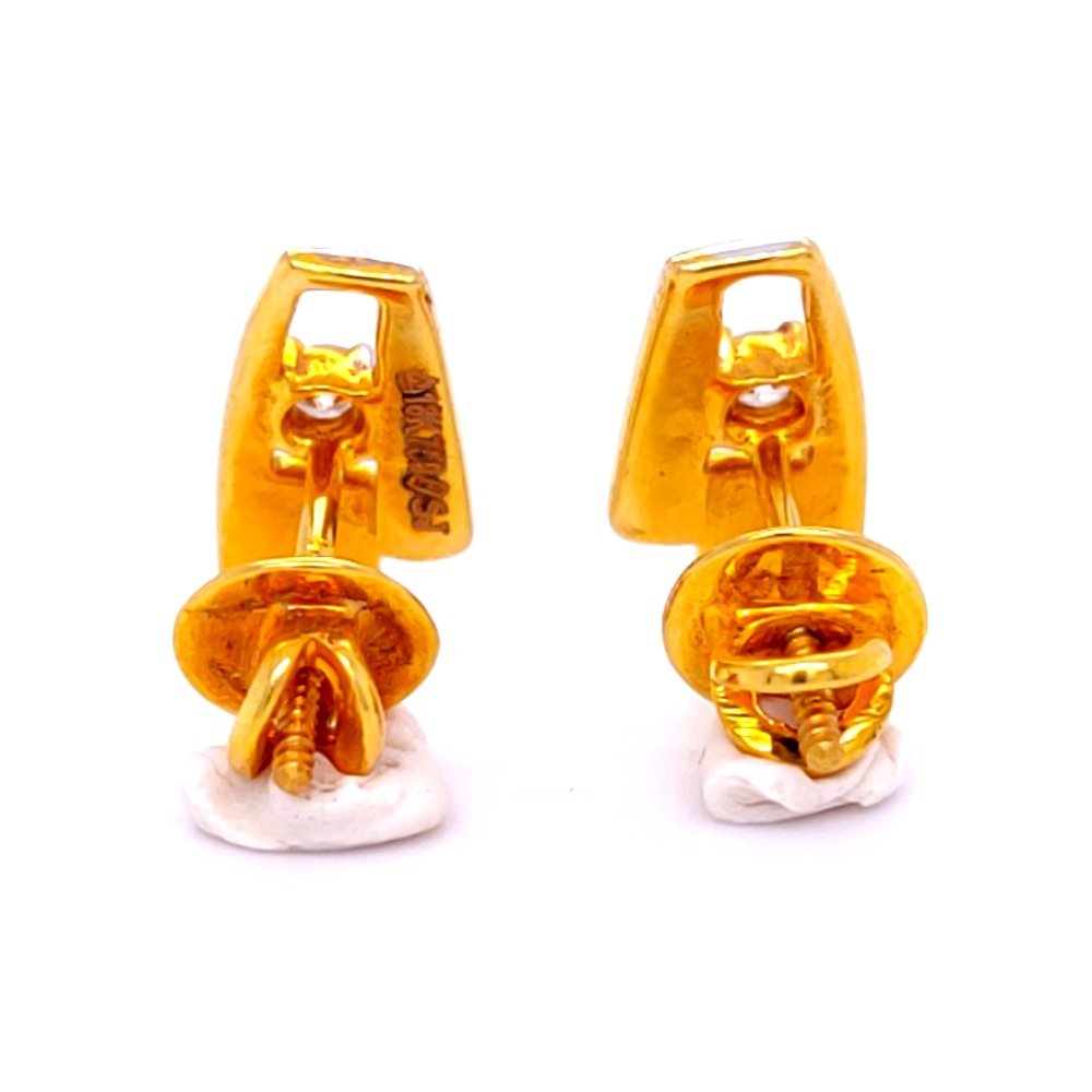 Rhihana vertical two tone diamond studs - Image 5