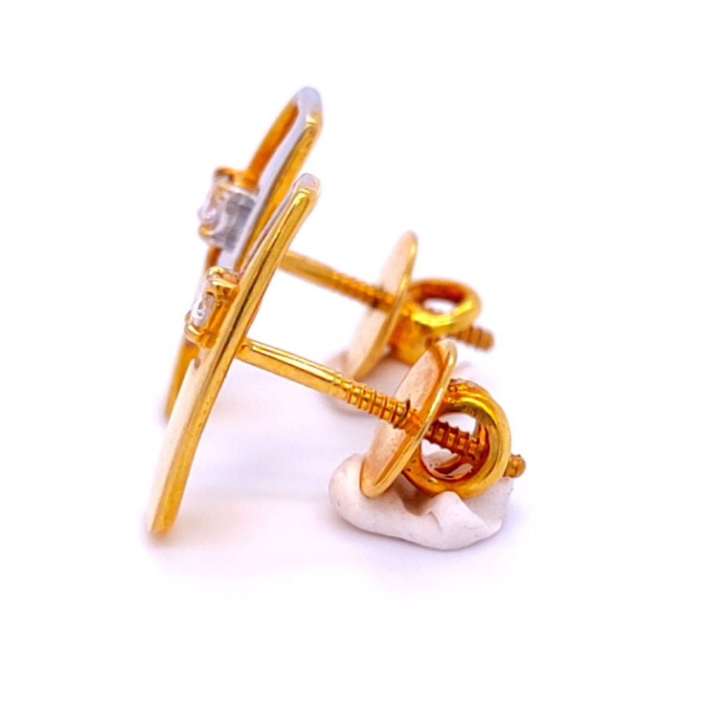Rhihana vertical two tone diamond studs - Image 4