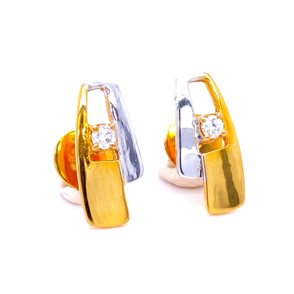 Rhihana vertical two tone diamond studs - Image 2