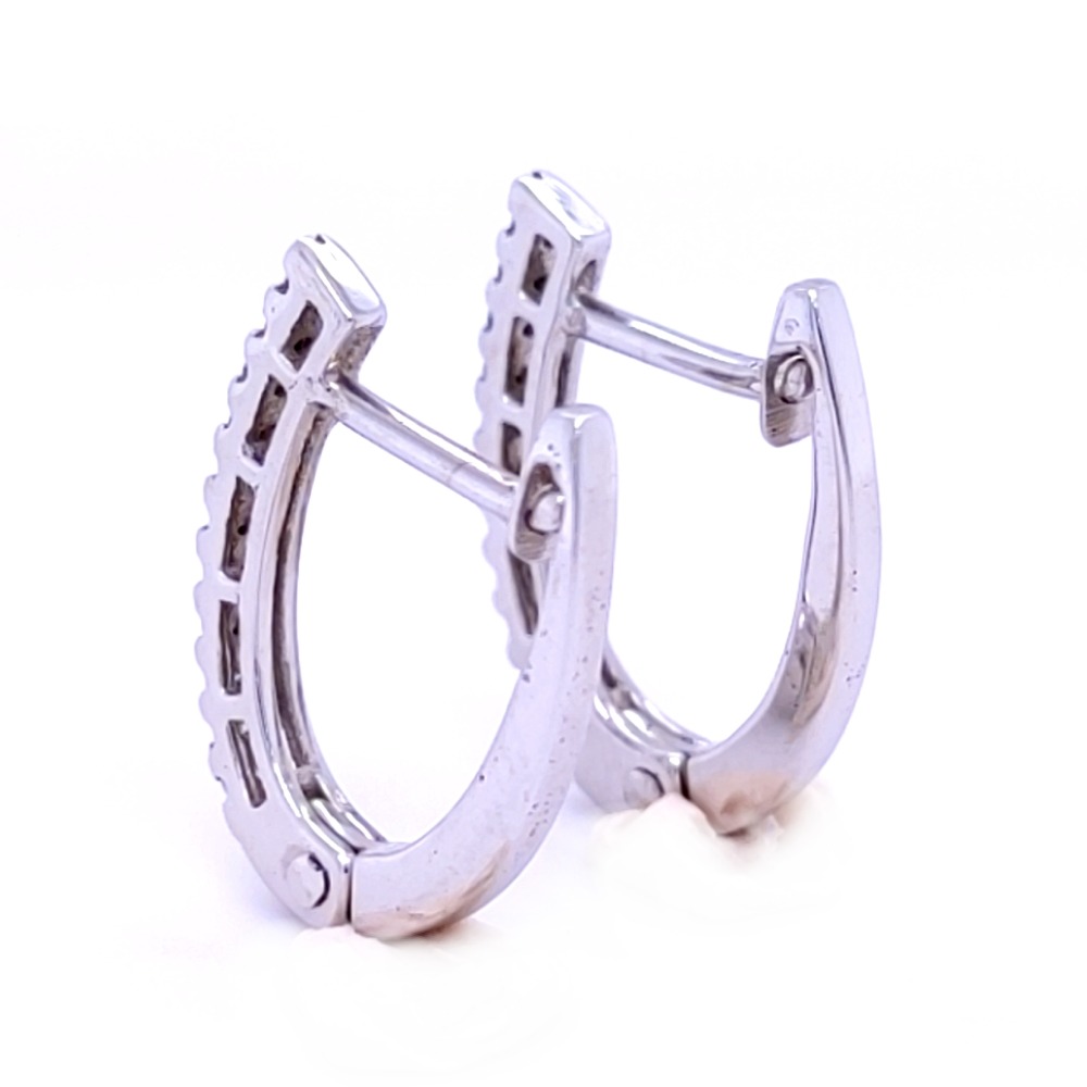 Delize white gold diamond earring hoops - Image 2