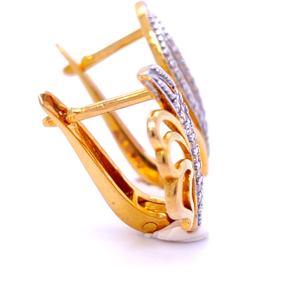 Leaf bali style diamond earring for women - Image 2