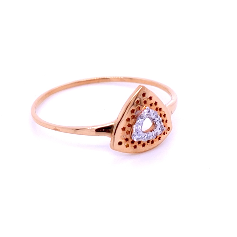 Tringular rose gold tinted diamond ring - Image 2