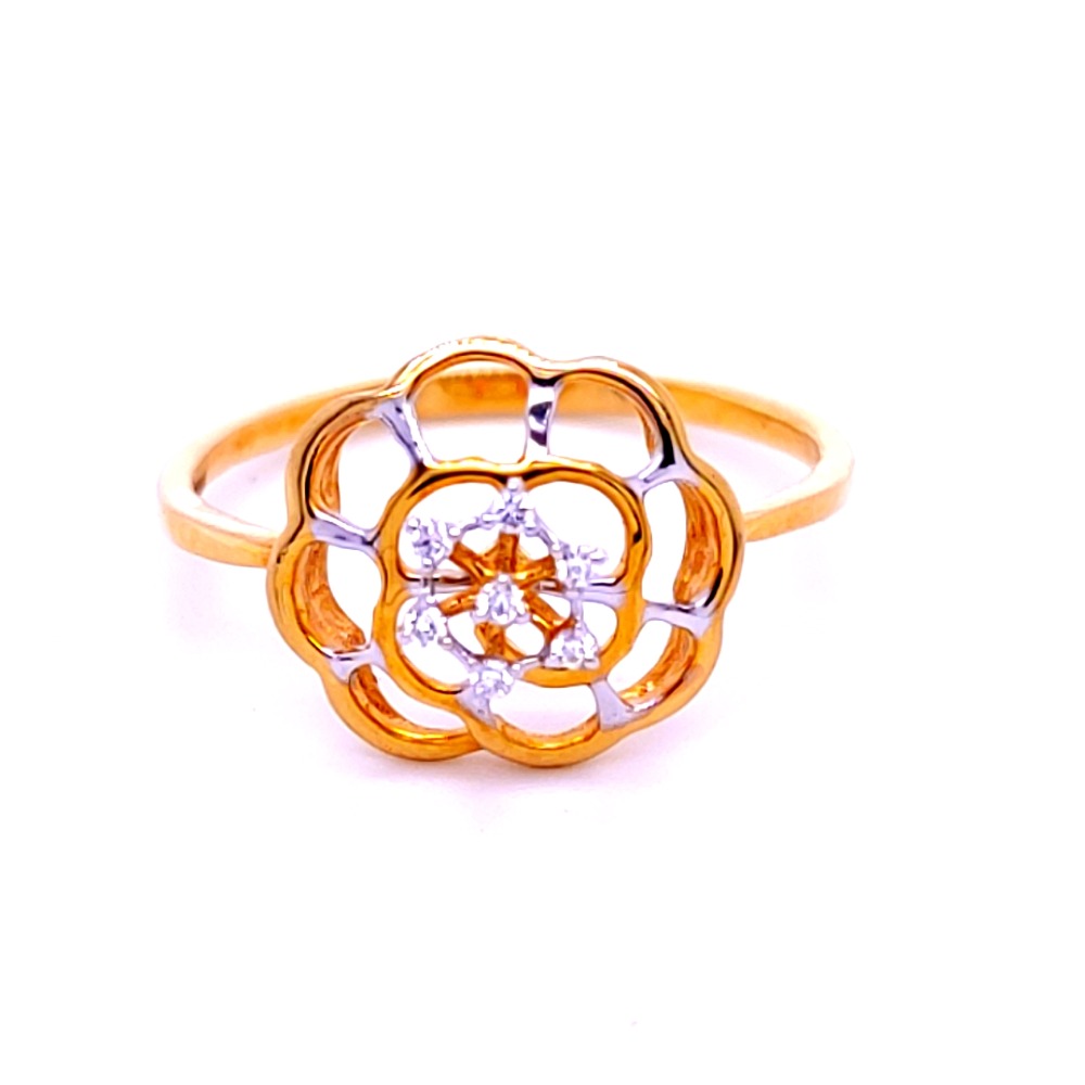 A very unique and floral diamond ring in yellow gold ring - Image 2