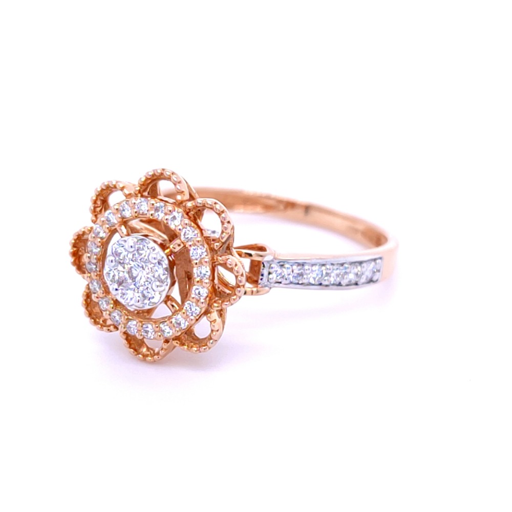Floral cluster diamond ring in 18ct rose gold - Image 3