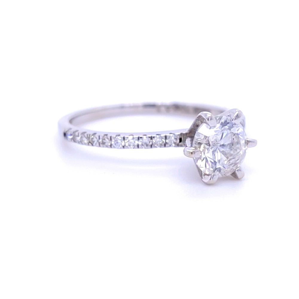 18k white gold brilliant solitaire diamond ring with 6 prong setting - Image 3