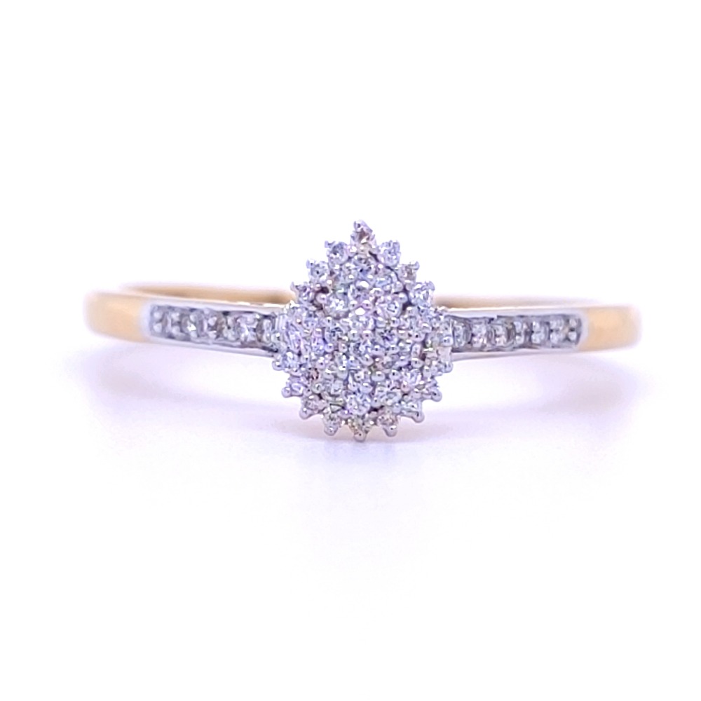 Unique micro setting cluster diamond ring in 18 kt yellow gold - Image 3