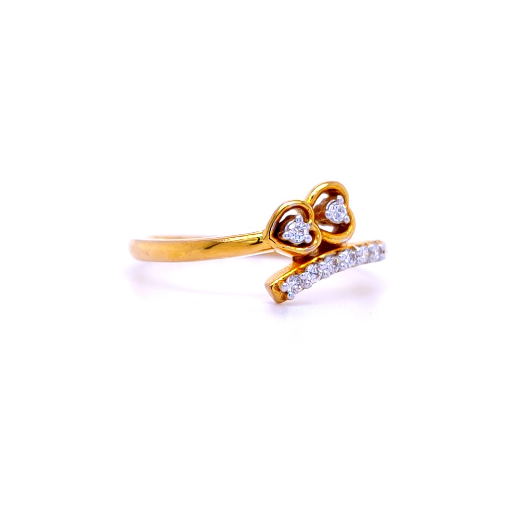 Two little heart diamond ring in 18 kt - Image 3
