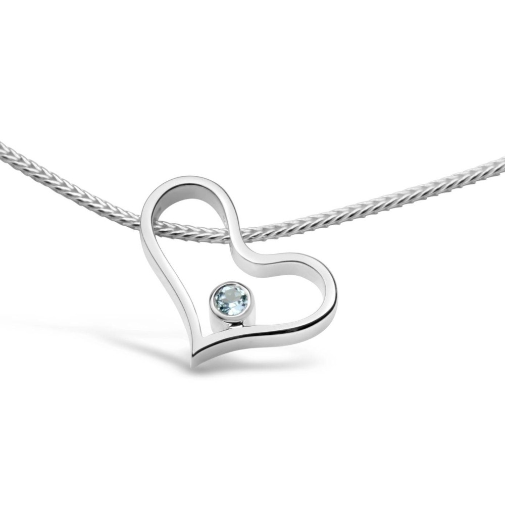 Silver With Diamont Open Heart Pendant