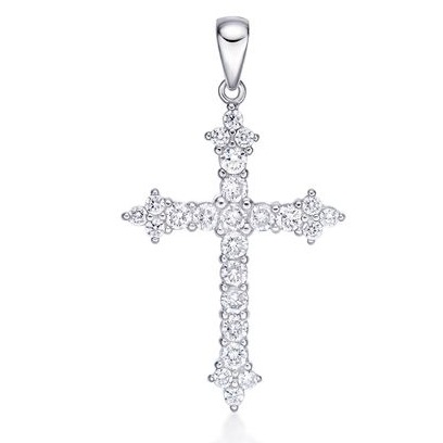 Silver Crystal Cross Pendant