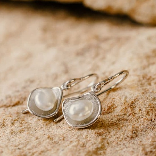 Gold Unique And Pearl Shape Earrings