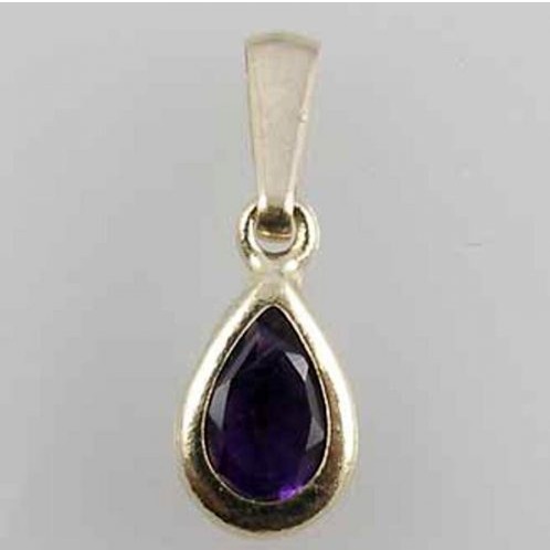 9ct Gold Amethyst Teardrop Pendant