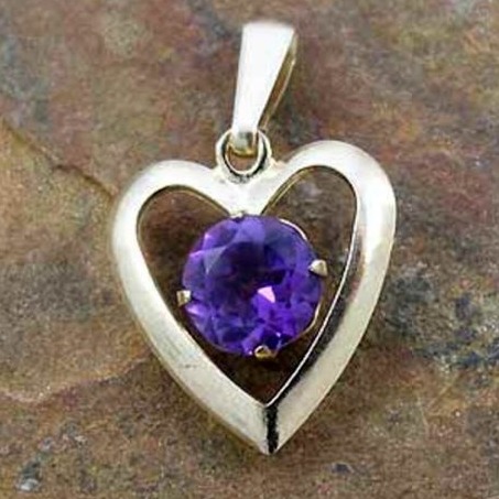 Gold Amethyst Heart Pendant