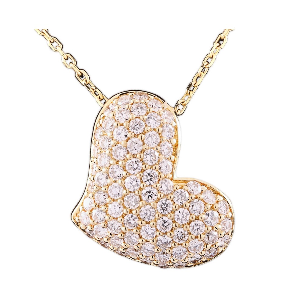 18K Yellow Gold Diamond Heart Pendant