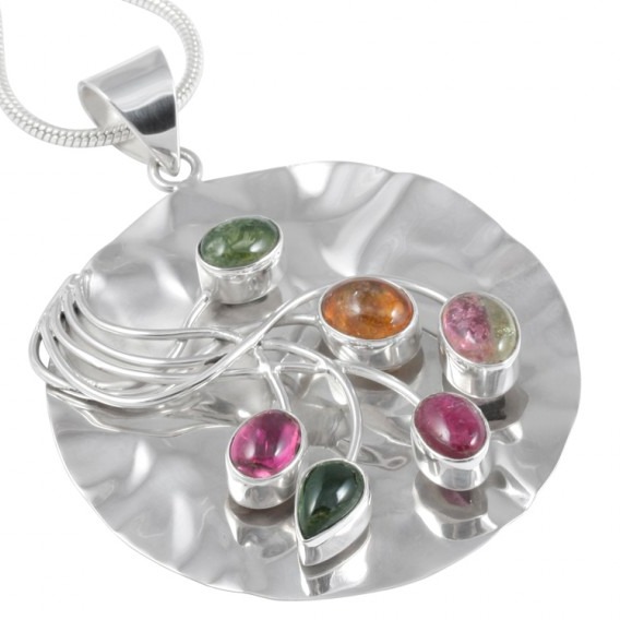 Silver plain With stone pendant