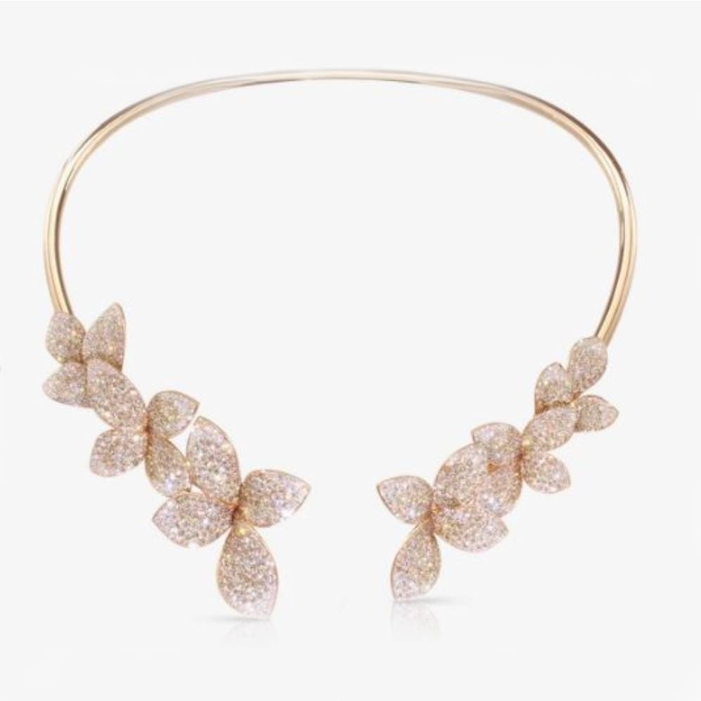 18k Gold with Diamond Multi Flower Design Necklace
