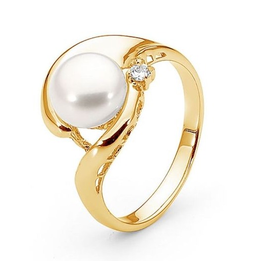 Gold plated with white pearl ring