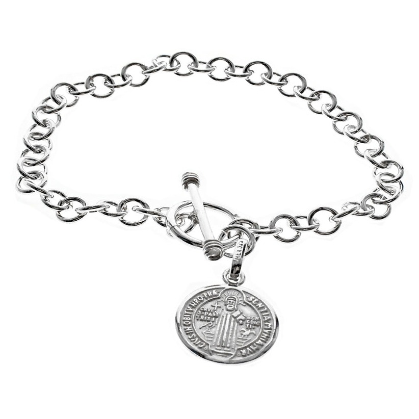 Coin Pendant Chain Sterling Silver Bracelet
