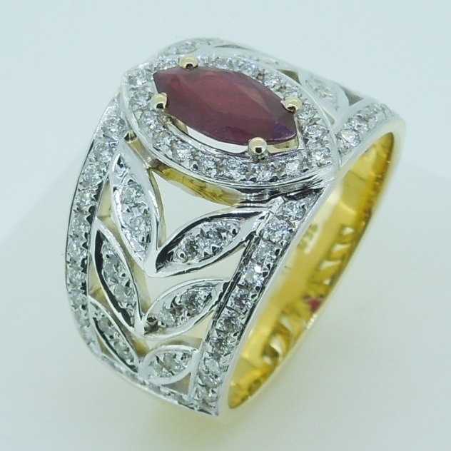 22k gold with diamond ruby stone ring