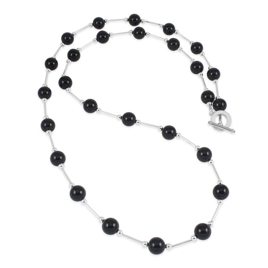 Silver Vogue black onyx long neckace