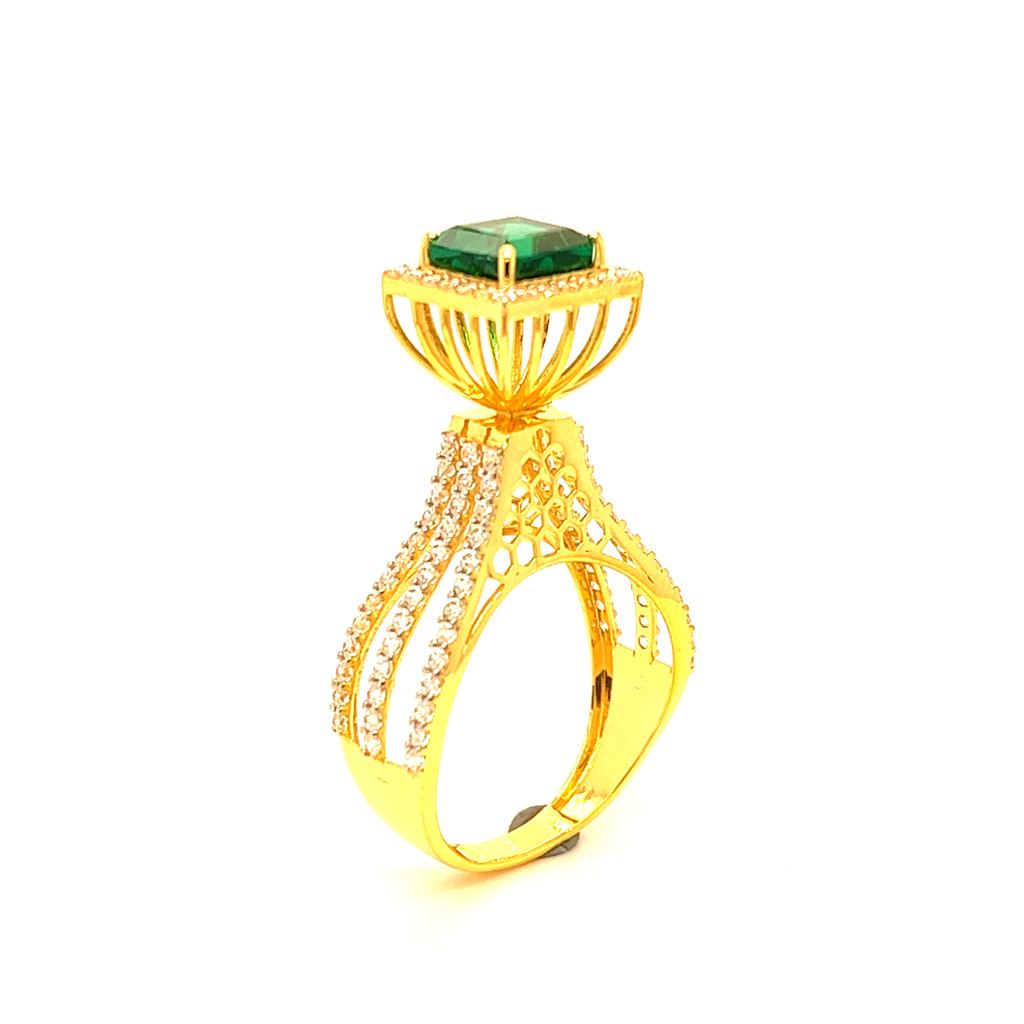 Tall Green Tower CZ Ring