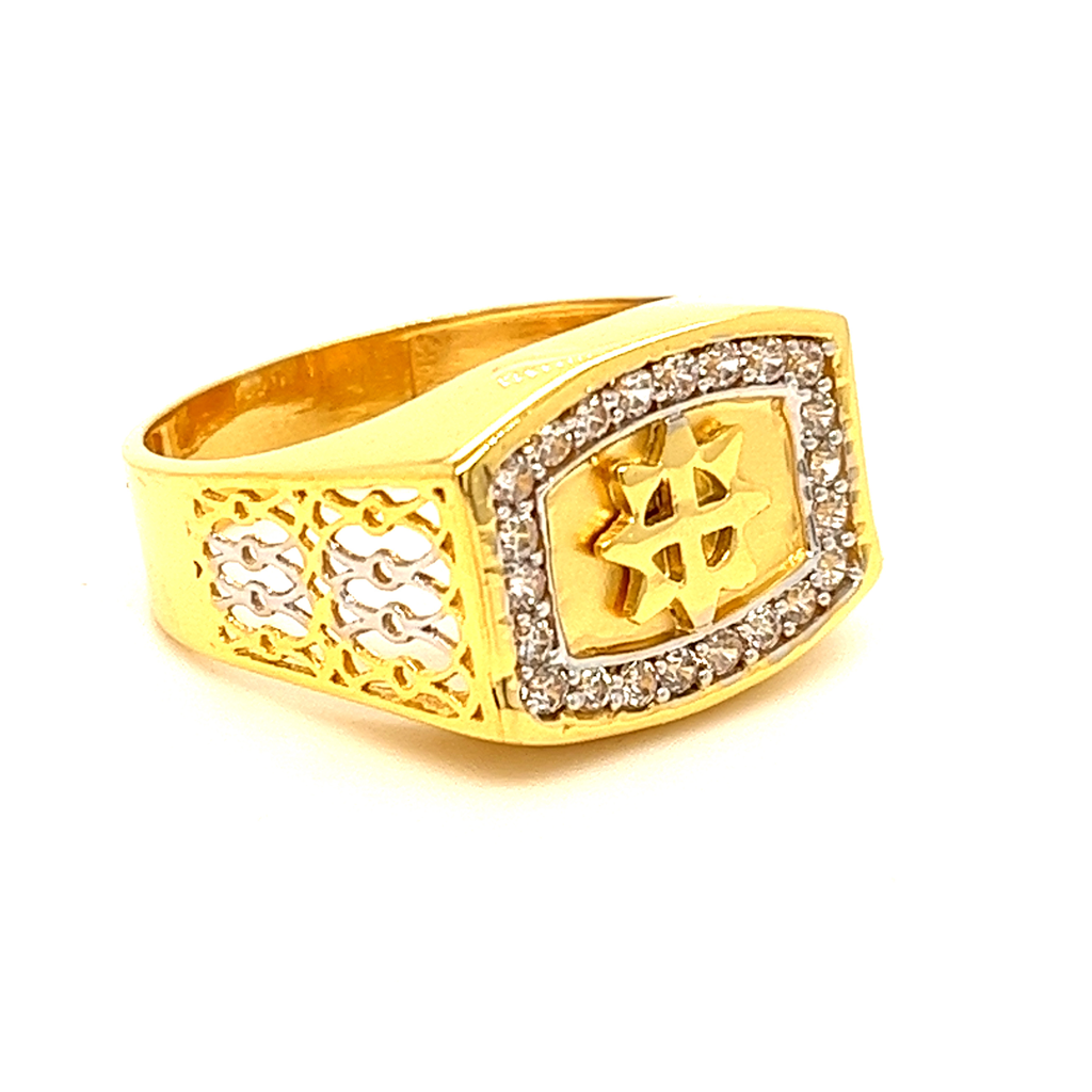 22k Gold center sun gents ring