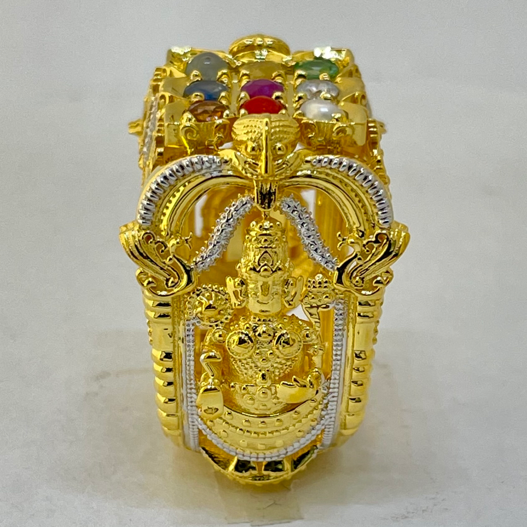 22K Gold Navratan LAXMI GOD RING - Image 2