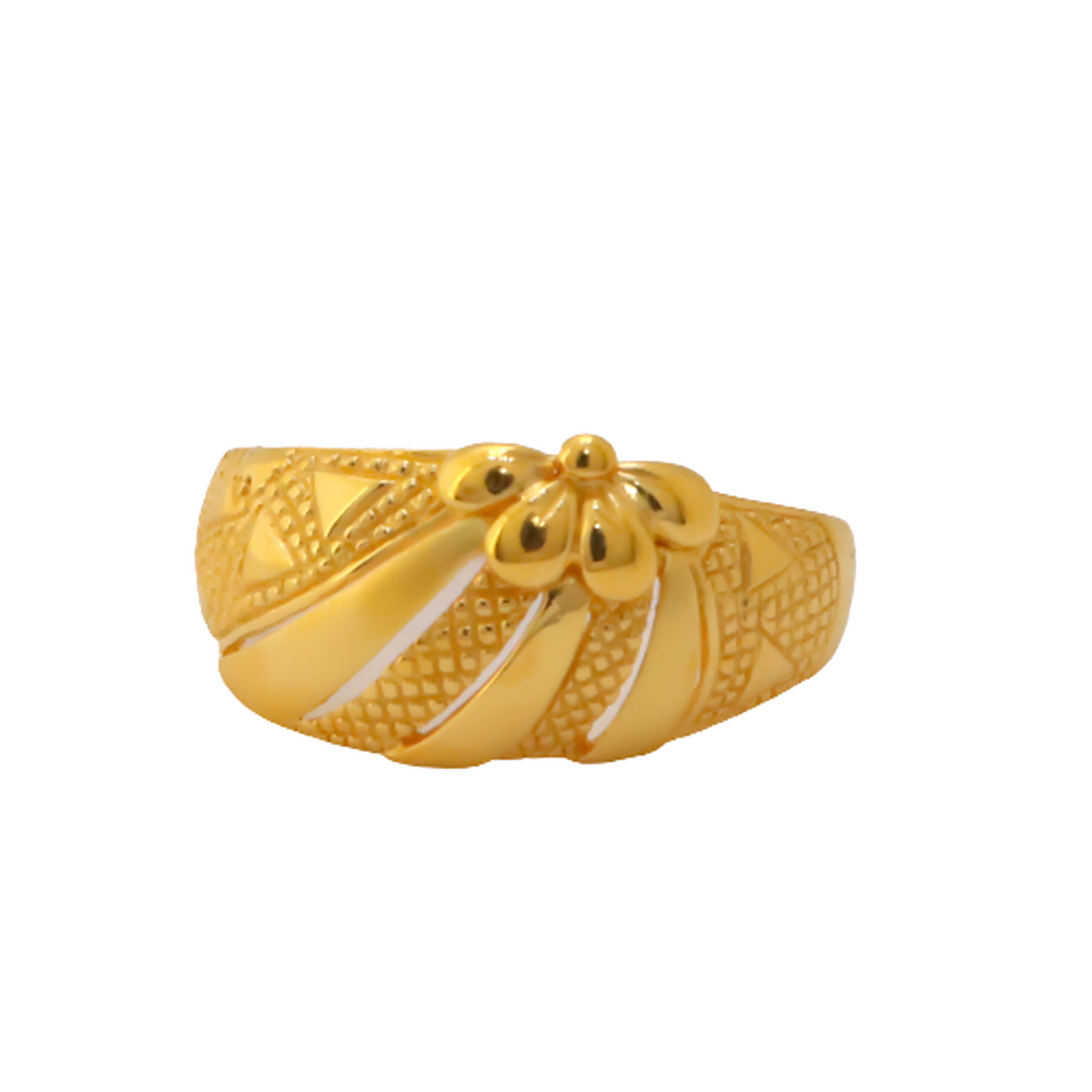 22k Gold Plain Half Flower Ring - Image 2