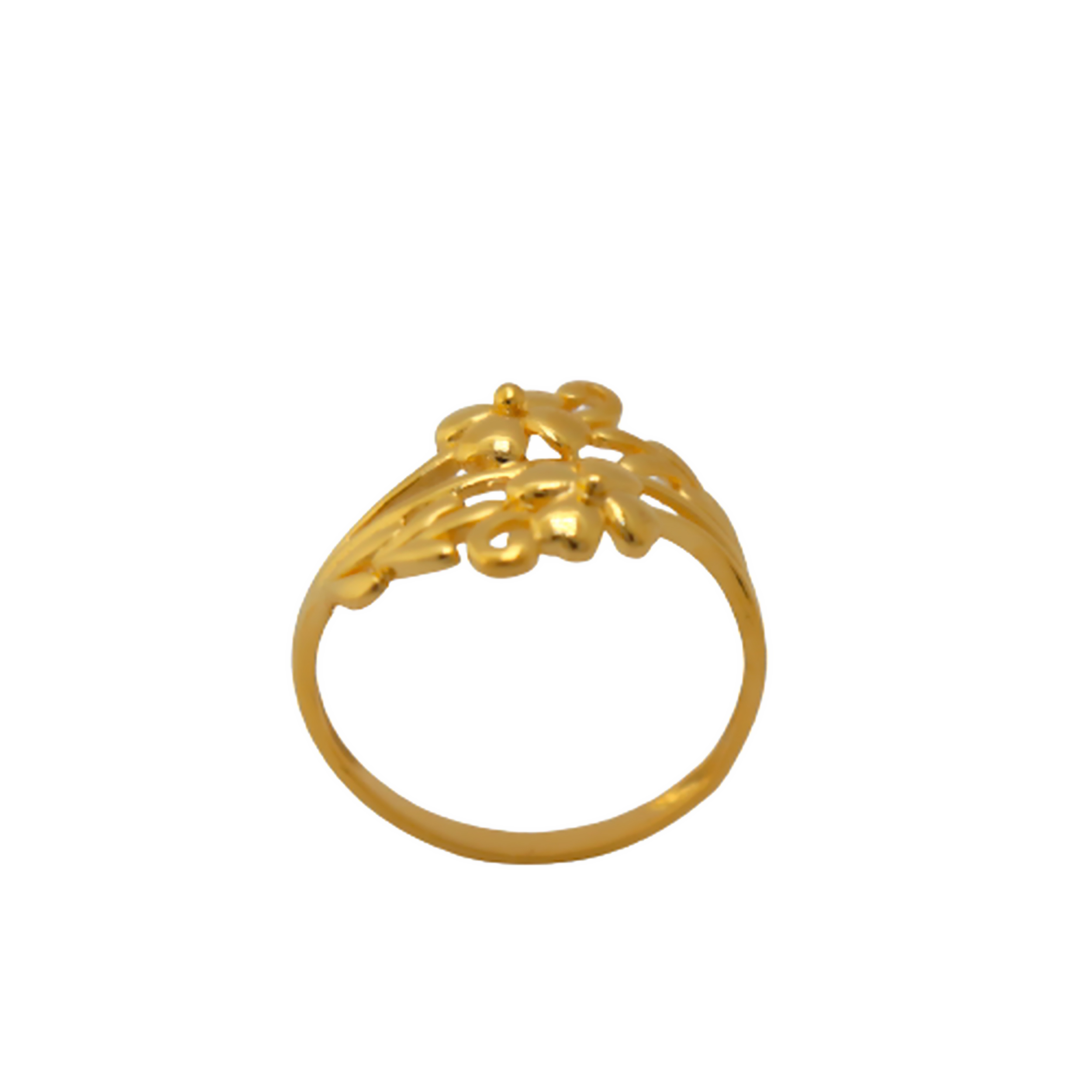 22k Gold Plain Two Flowers Ring - Image 2