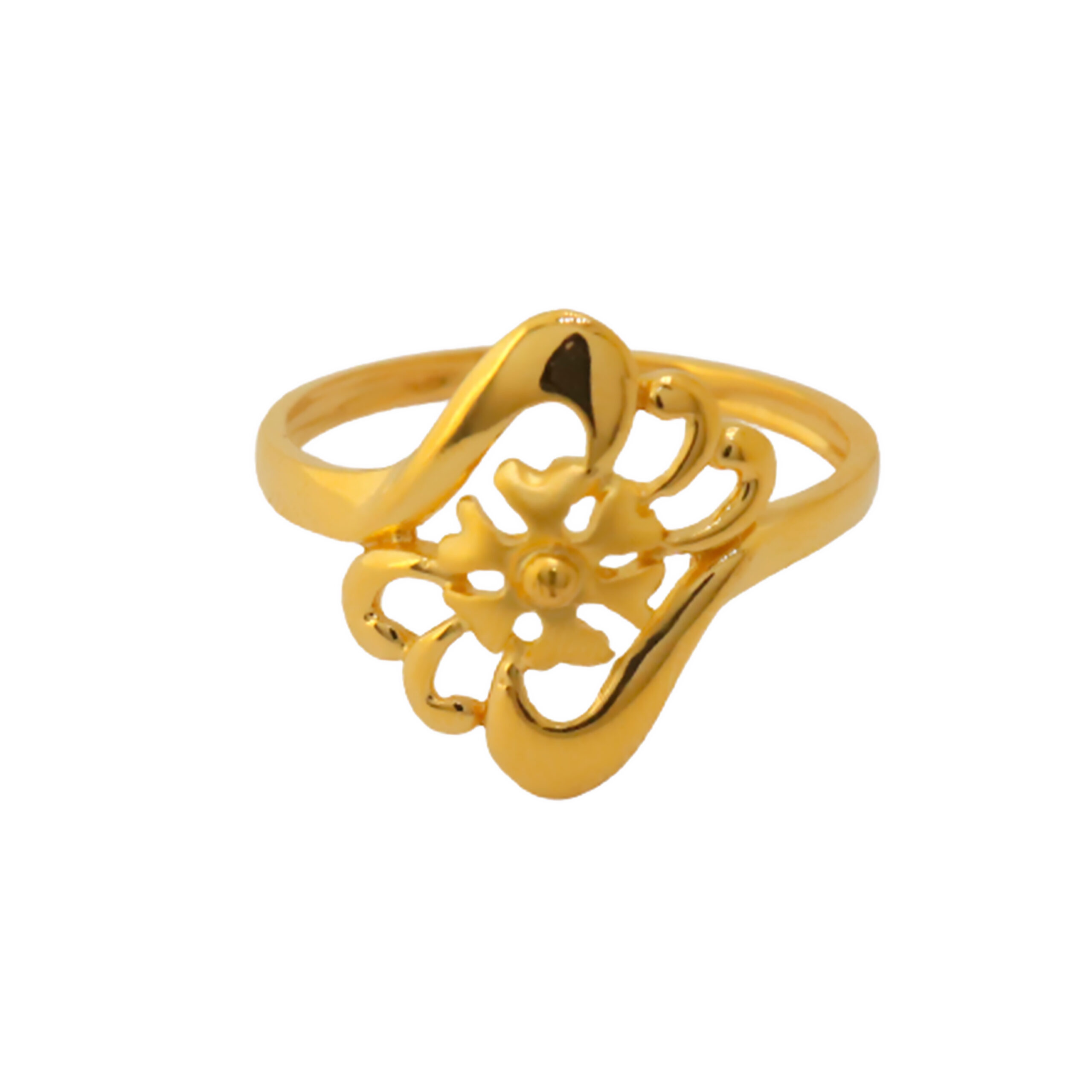 22k Gold Plain Floral Ring - Image 2