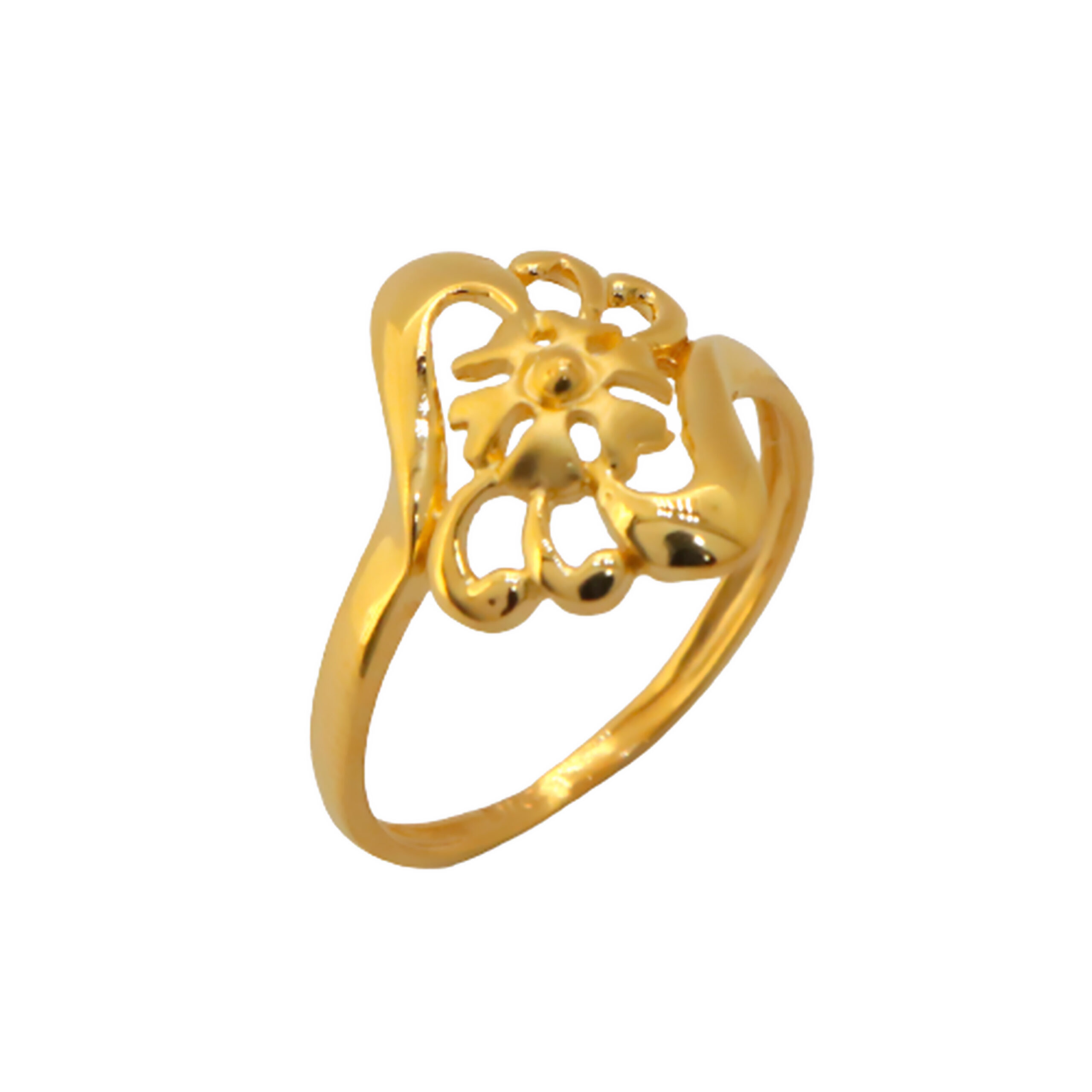 22k Gold Plain Floral Ring