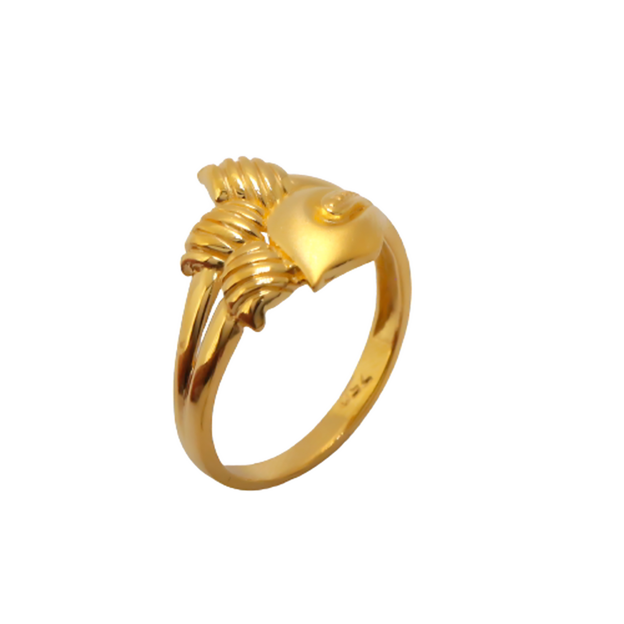 22k Gold Plain Leaf Ring