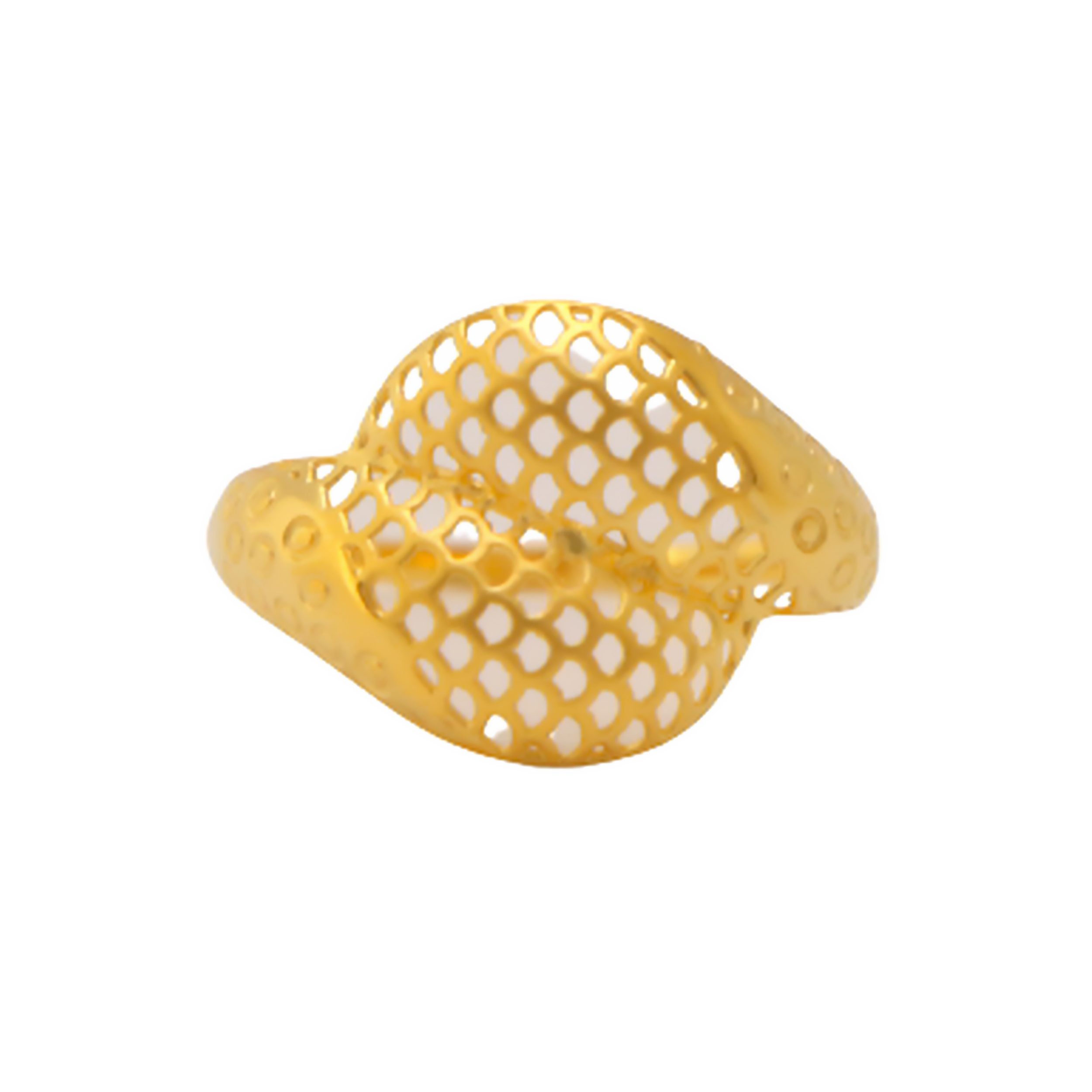 22k Gold Plain Jaali Ring - Image 3