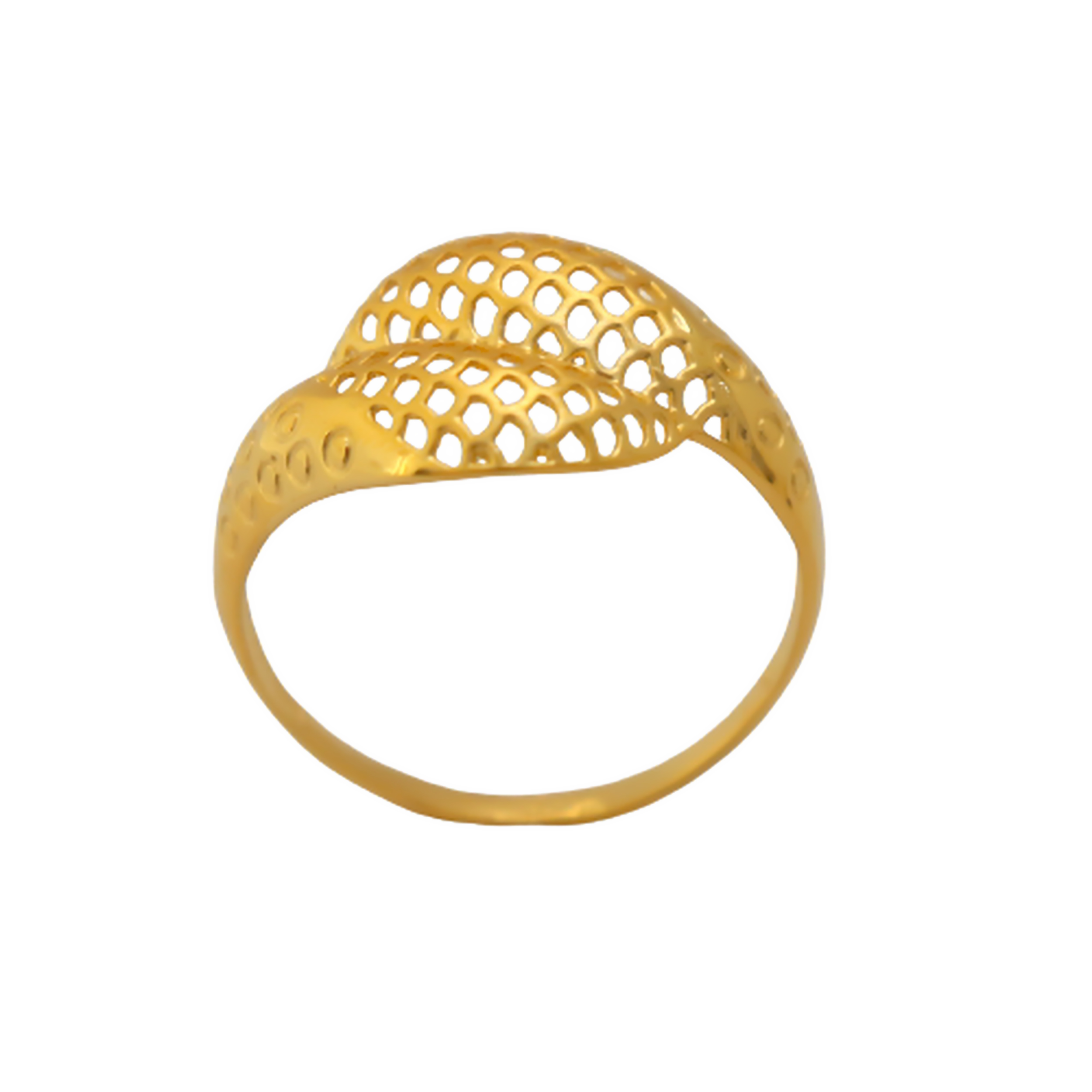 22k Gold Plain Jaali Ring - Image 2