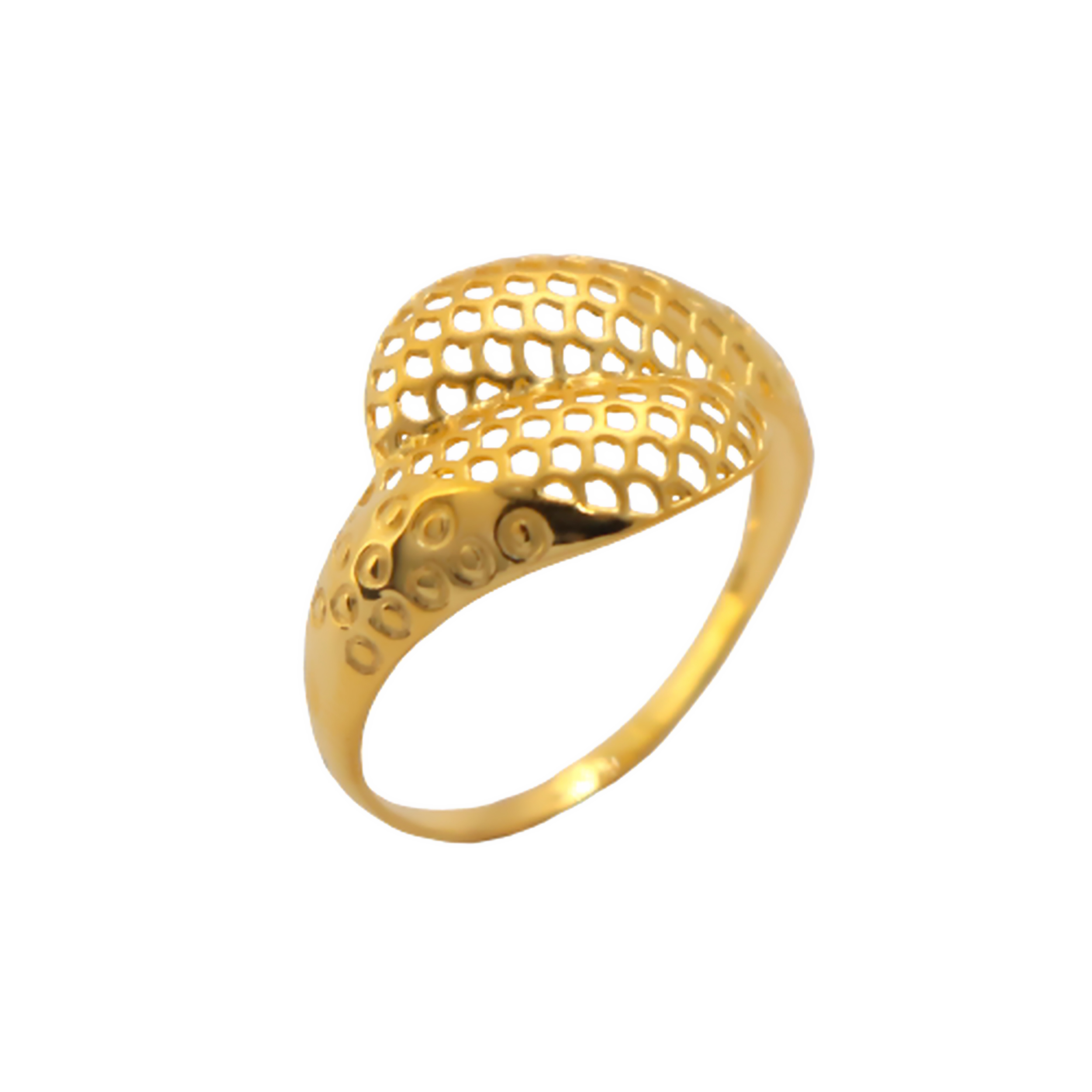 22k Gold Plain Jaali Ring
