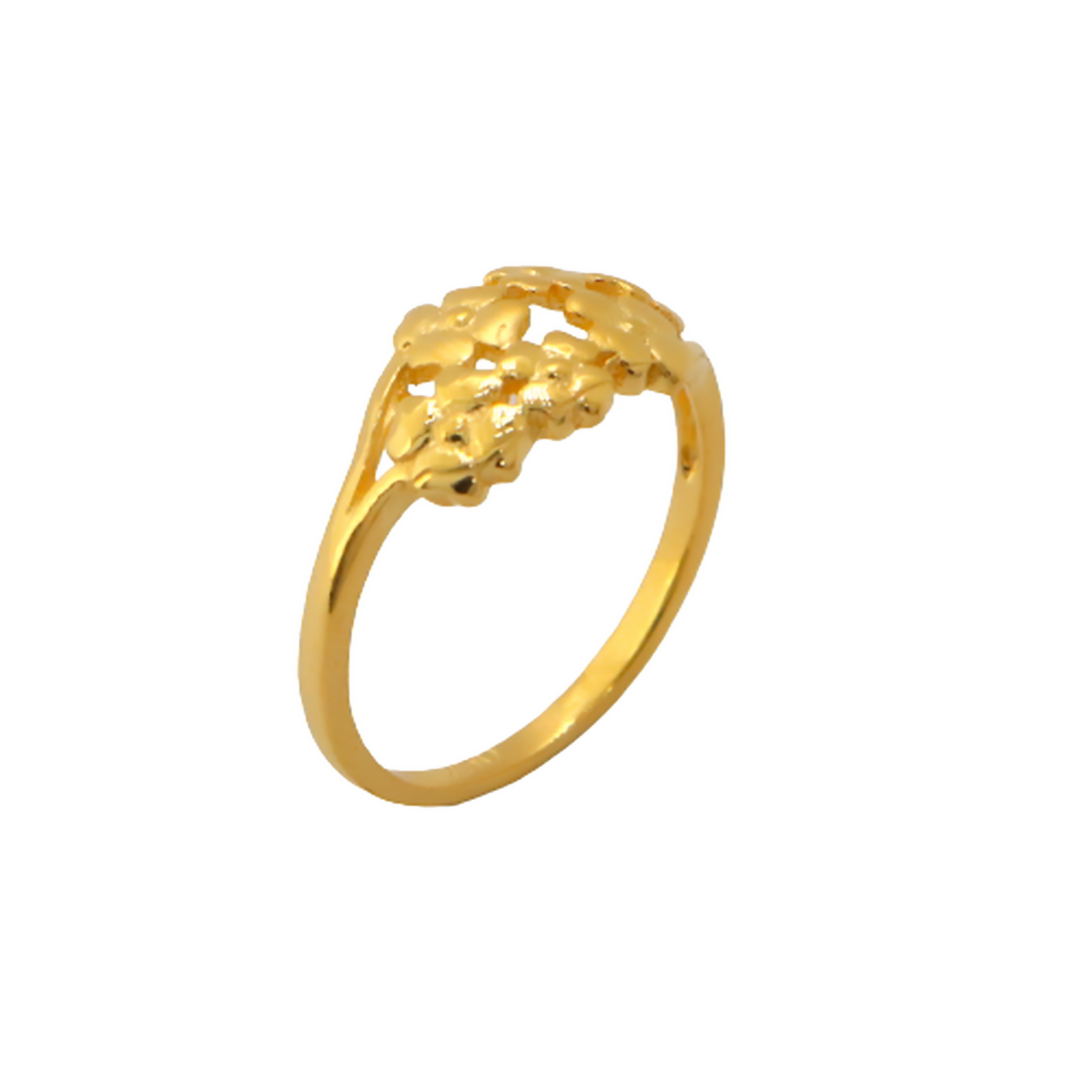 22k Gold Plain Floral Charm Ring - Image 3
