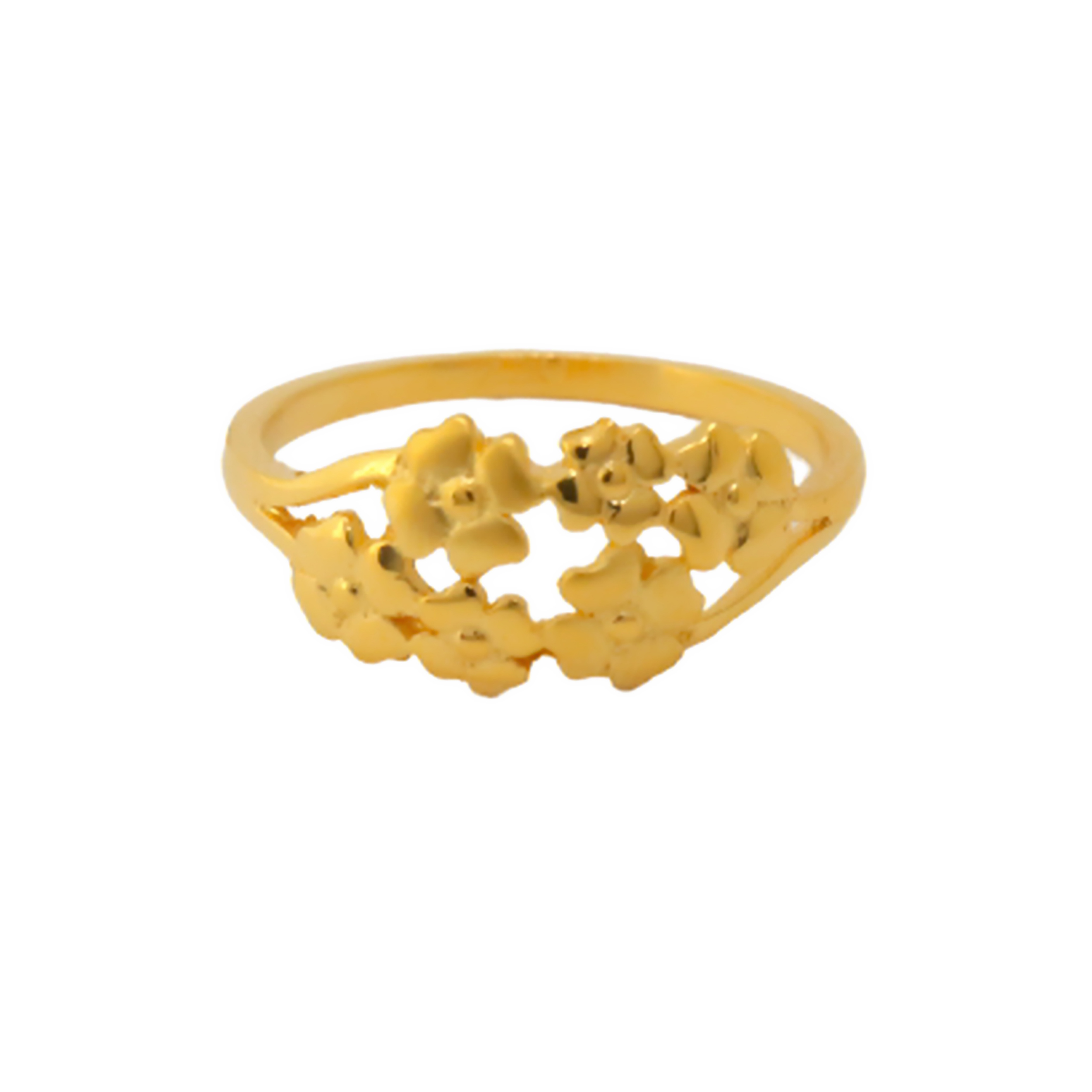 22k Gold Plain Floral Charm Ring - Image 2
