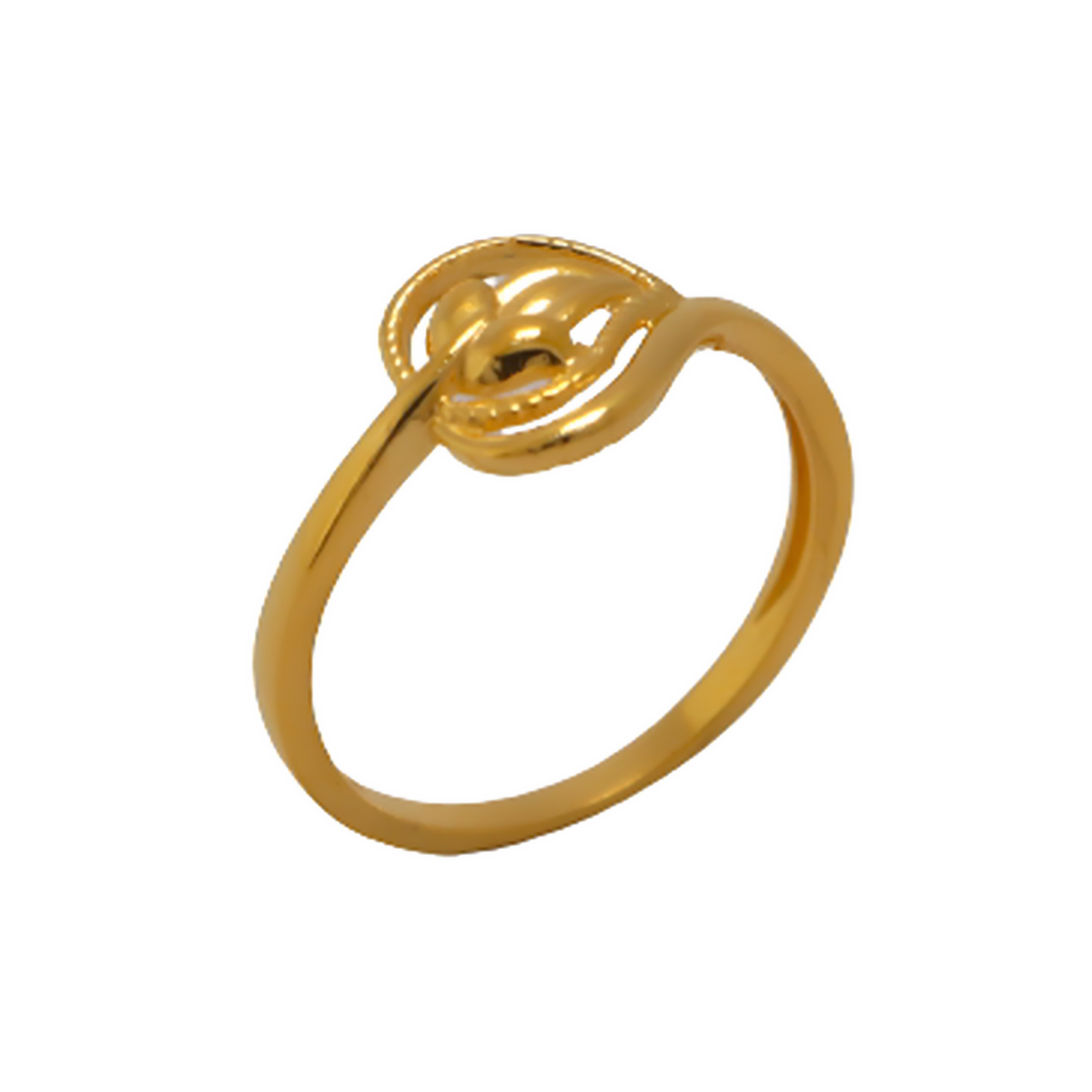 22k Gold Plain Leaf Ring